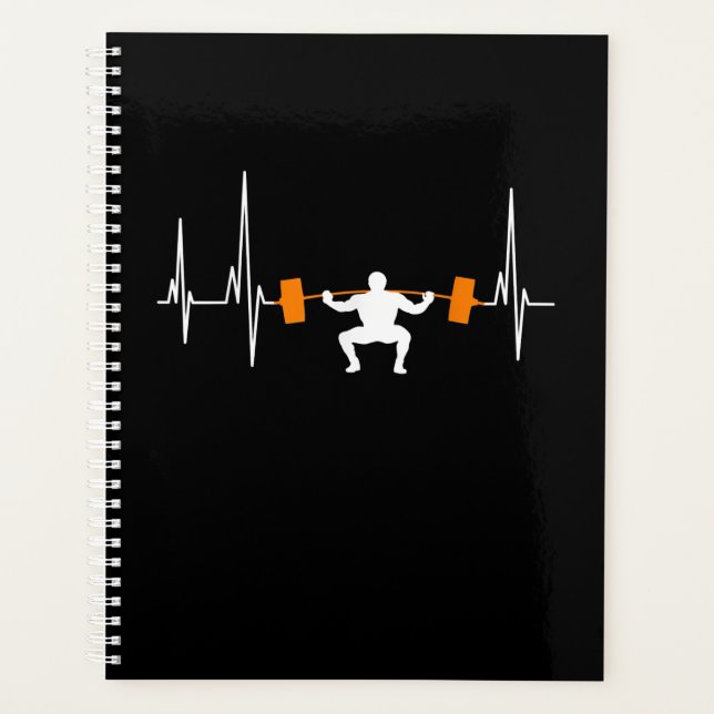 Barbell Weightlifting Heartbeat Bodybuilding Cool Planer (Vorderseite)