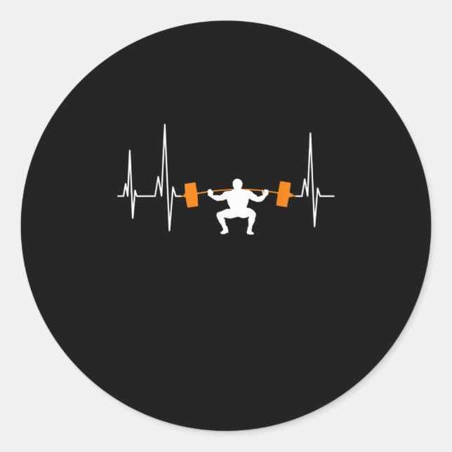Barbell Weightlifting Heartbeat Bodybuilding Cool Runder Aufkleber (Vorderseite)