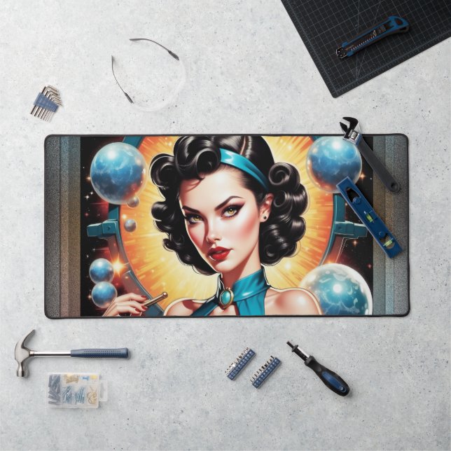 Barbenheimer Retro Fusion Atomzeitfashion Schreibtischunterlage (Arbeitsplatz)
