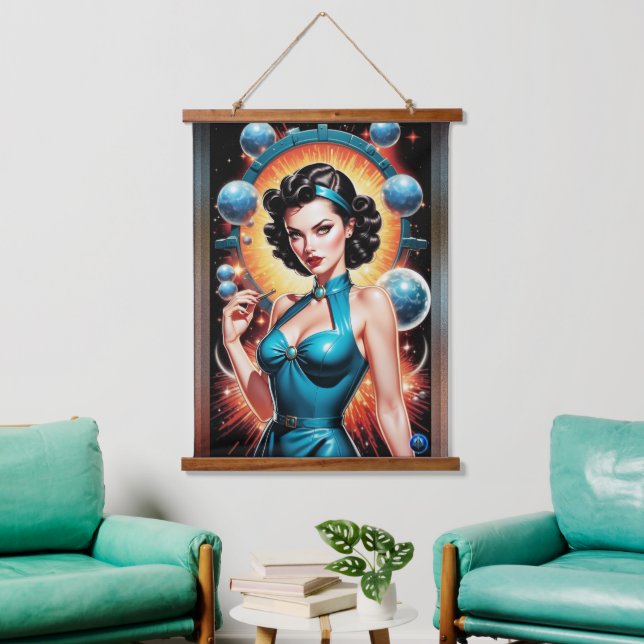 Barbenheimer Retro Fusion Atomzeitfashion Wandteppich Mit Holzrahmen (Wohnzimmer)