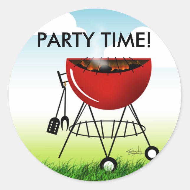 Barbeque Grill Party Time Sticker (Vorderseite)