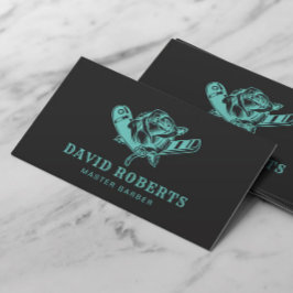 Barber Aquamarin Razor & Rose Logo Barbershop Dunk Visitenkarte