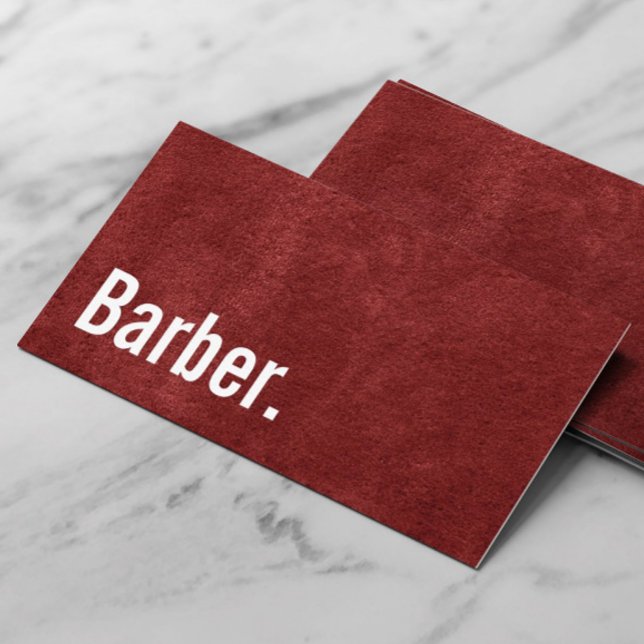 Barber Babershop Minimalistische Imitate Red Velve Visitenkarte (Von Creator hochgeladen)