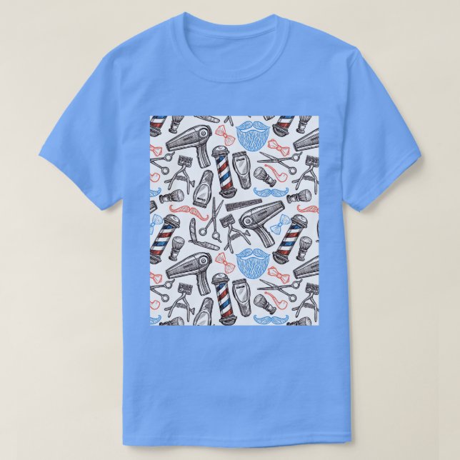 Barber Barbershop Friseur Muster Grafik T-Shirt (Design vorne)