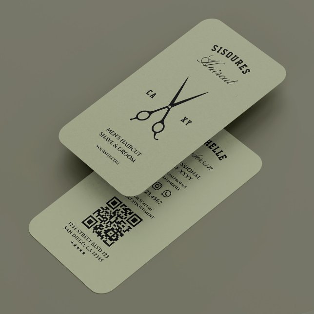 Barber Barbershop Schere Sage Moderne Frisur Styli Visitenkarte (Barber Barbershop Scissor Sage Modern Hair Stylist Business Card
)