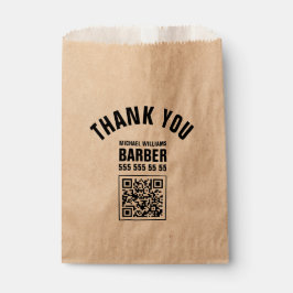 Barber Black Bold Typografy QR-Code Geschenktütchen