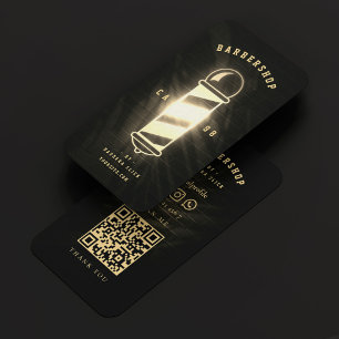 Barber Black Gold Pole Retro Moderner Barbershop Visitenkarte