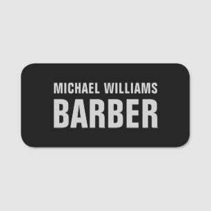 Barber Black Gray Bold Typografie Namensschild