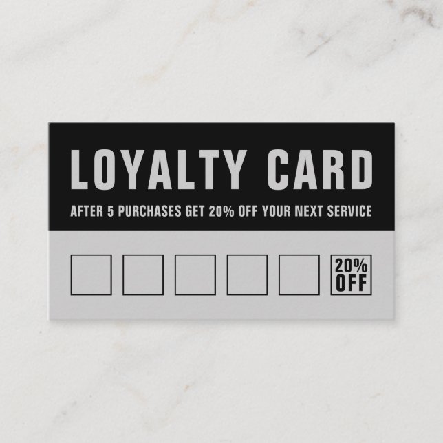 Barber Black Gray Bold Typografy Loyalty Card Treuekarte (Vorderseite)