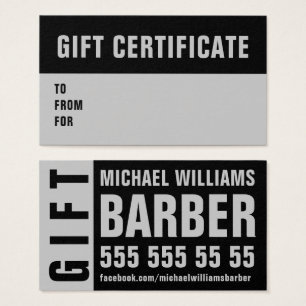 Barber Black Gray Typografy Gift-Zertifikat-Karte