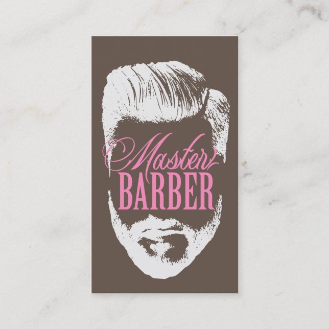Barber Brown Pink Typografie Visitenkarte (Vorderseite)