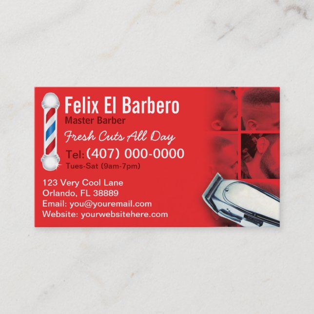 Barber Business Card (Barbershop Pol - Clippers) Visitenkarte (Vorderseite)