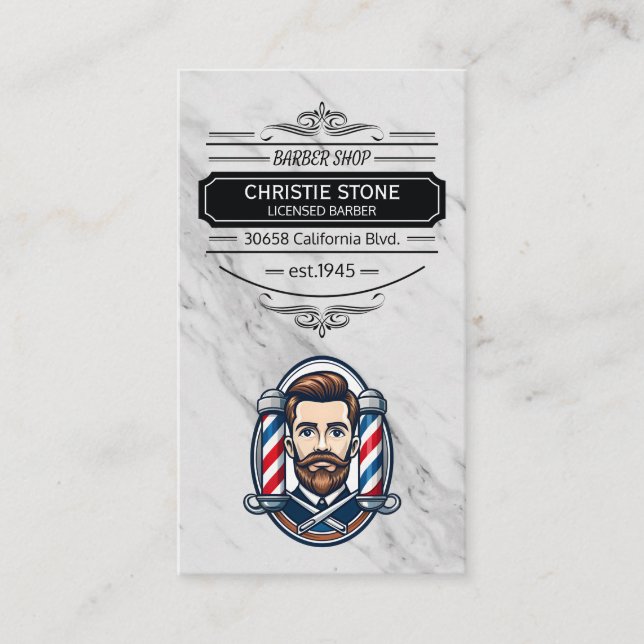 Barber Clean Cut | Barber Poles Visitenkarte (Vorderseite)
