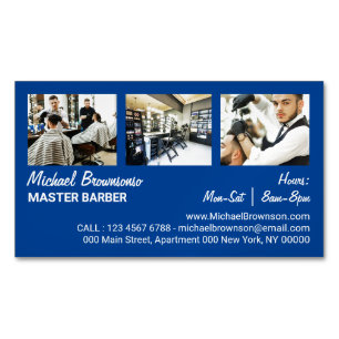 Barber Drei Foto Einfach Minimalistisch navy Magnetische Visitenkarte