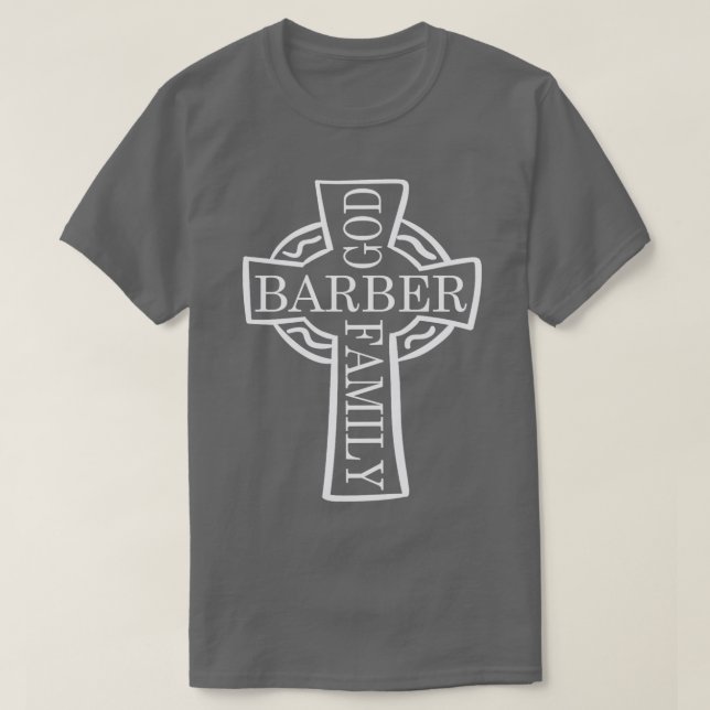 Barber God Family Christ Hair Beard Scissors Gift T-Shirt (Design vorne)