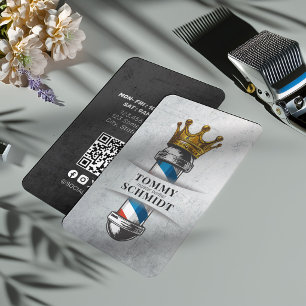 Barber Haar Shop Royal Crown Barberstange QR-Code Visitenkarte