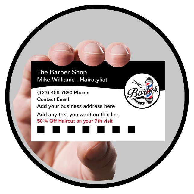 Barber-Haarstylist-Kundenkarte Visitenkarte (Von Creator hochgeladen)