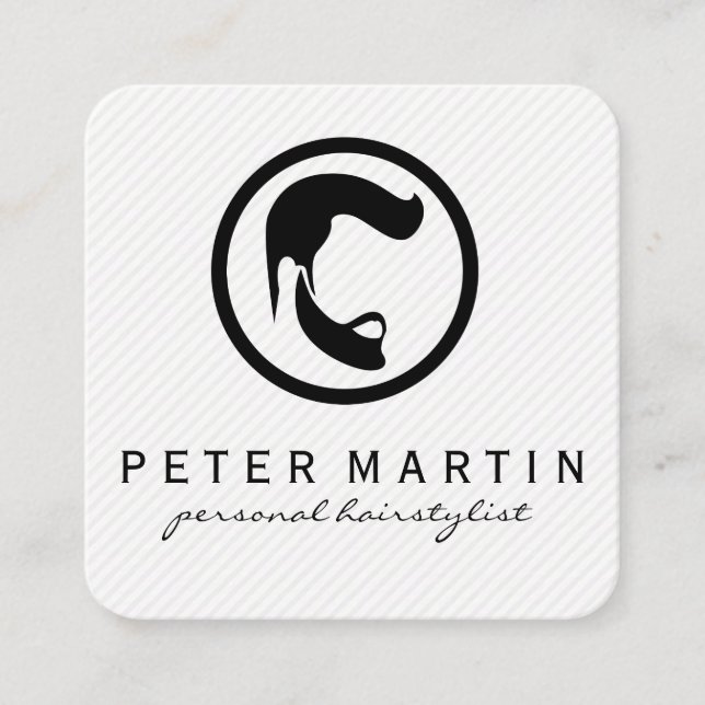 Barber Hair Cut Logo Quadratische Visitenkarte (Vorderseite)