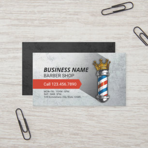 Barber Hair Shop Royal Crown Barber Pole QR Code Visitenkarte