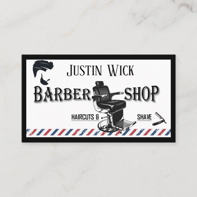 Barber Hair Stylist Blau Moderne Mode rot Visitenkarte (Vorderseite)