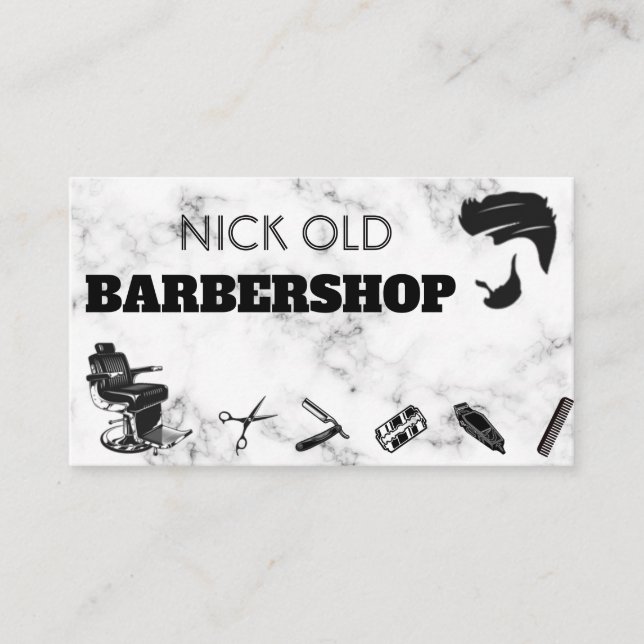 Barber Hair Stylist moderner Marmorluxus Visitenkarte (Vorderseite)