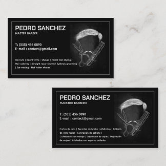 Barber Hairstylist Bilingual Spanish Business Card Visitenkarte