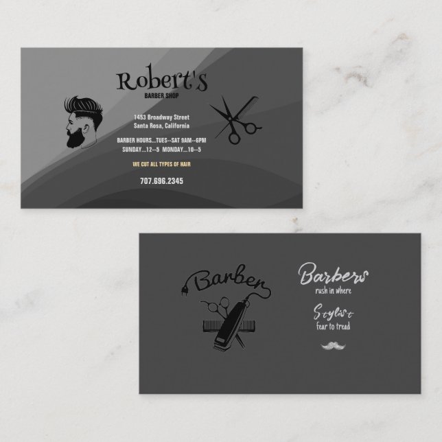 Barber Hairstylist Scissors Hair Silhouette Visitenkarte (Vorne/Hinten)
