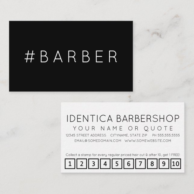 #BARBER Hashtag Loyalitätskarte Treuekarte (Vorne/Hinten)