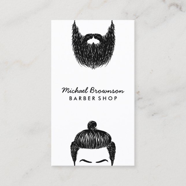 Barber-Hipster-Bart-Schnurrbart qr-Code Visitenkarte (Vorderseite)