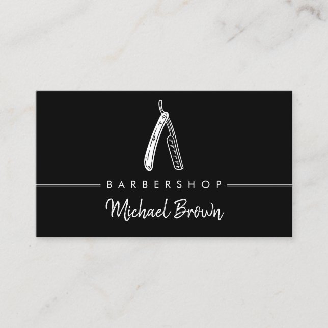 Barber Logo Razor Shadow Visitenkarte (Vorderseite)