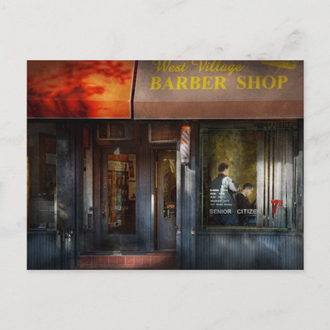 Barber - NY - West Village Barber Shop Postkarte (Vorderseite)
