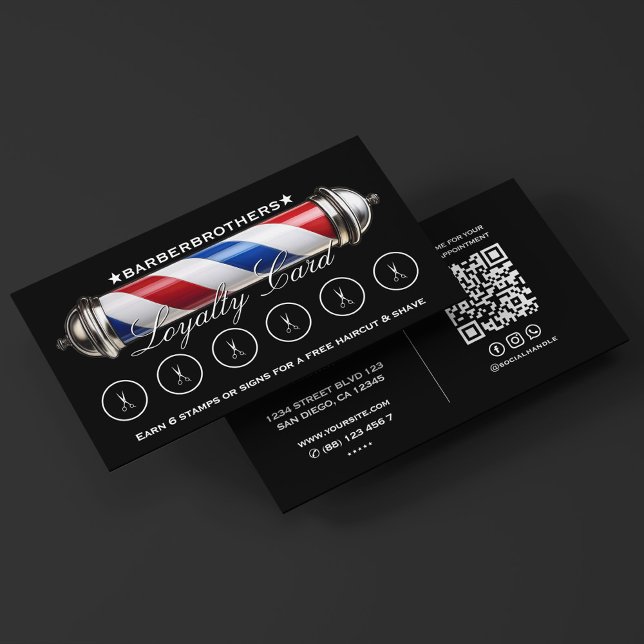Barber Pole Classic Black Loyalty Visitenkarte (Barber Pole Classic Black Loyalty Business Card
)