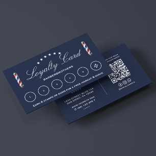 Barber Pole Dark Navy Barbershop Loyalty Visitenkarte