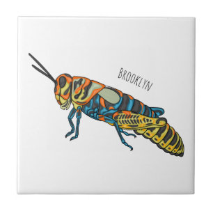 Barber pole grasshopper cartoon illustration fliese
