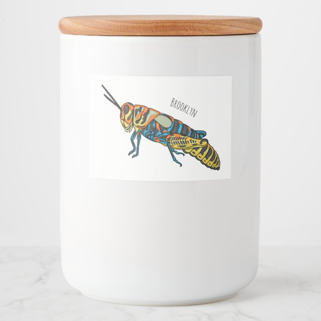 Barber pole grasshopper cartoon illustration lebensmitteletikett (Vorderseite)