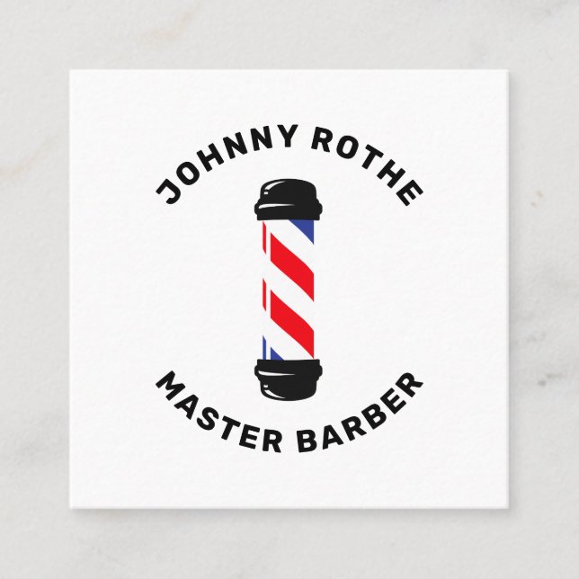Barber Pole Hole Stylist Business Card Quadratische Visitenkarte (Vorderseite)