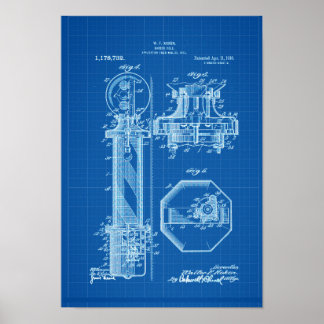 Barber Pole Poster Patent Illustrationen BluePrint
