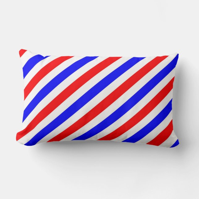 Barber Pole Red White Blue Streifen Lendenkissen (Vorderseite)