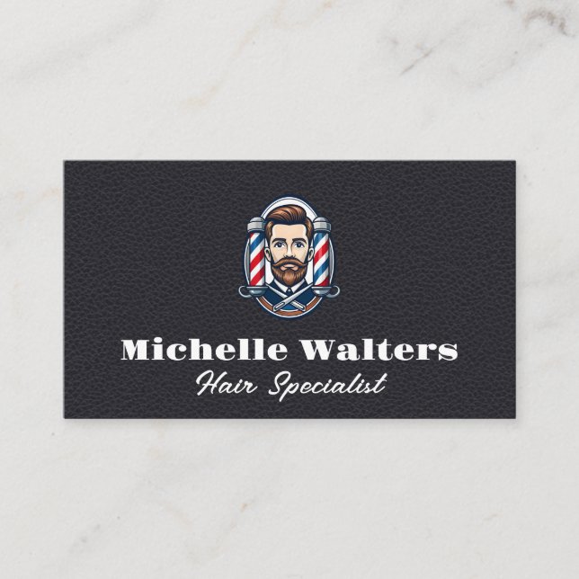 Barber Poles | Hair Cut | Leather Visitenkarte (Vorderseite)