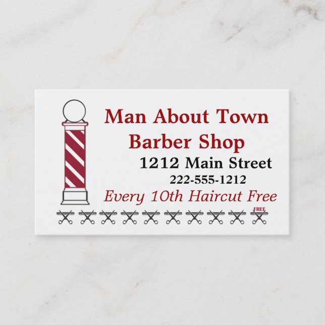 Barber Punch Card Client Loyalty Carte de visite (Devant)
