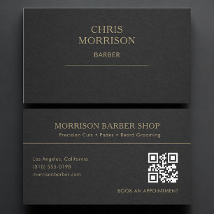Barber QR-Code Schwarz Gold Professionell Visitenkarte