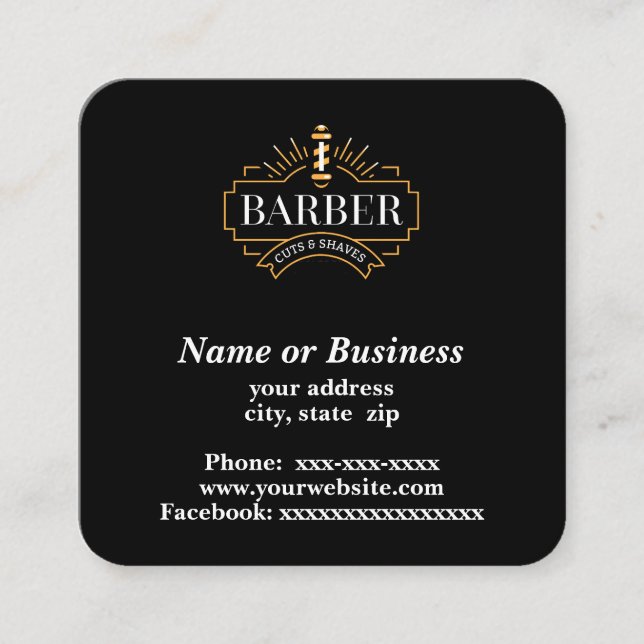 Barber Quadratische Visitenkarte (Vorderseite)