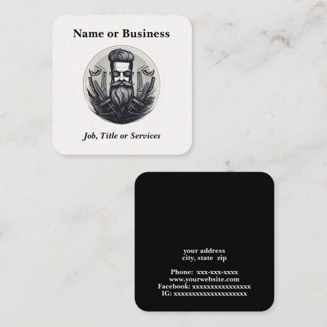 Barber Quadratische Visitenkarte (Vorne/Hinten)