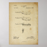 Barber Razor Antique Poster Brevet Ancien LooK