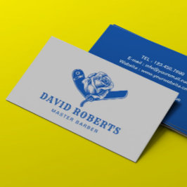 Barber Razor & Rose Barbershop Royal Blue Hair Visitenkarte