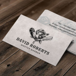 Barber Razor & Rose Logo Barbershop Friseur Stylis Visitenkarte