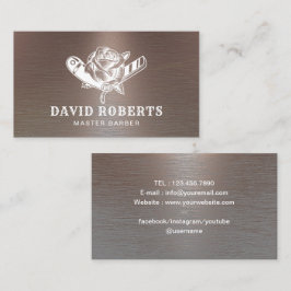 Barber Razor & Rose Logo Cool Copper Barbershop  Visitenkarte