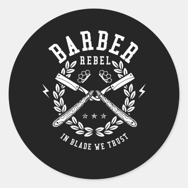Barber Rebel Runder Aufkleber (Vorderseite)