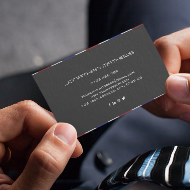 Barber Red White Blue Horizontal Personalized  Visitenkarte (Von Creator hochgeladen)