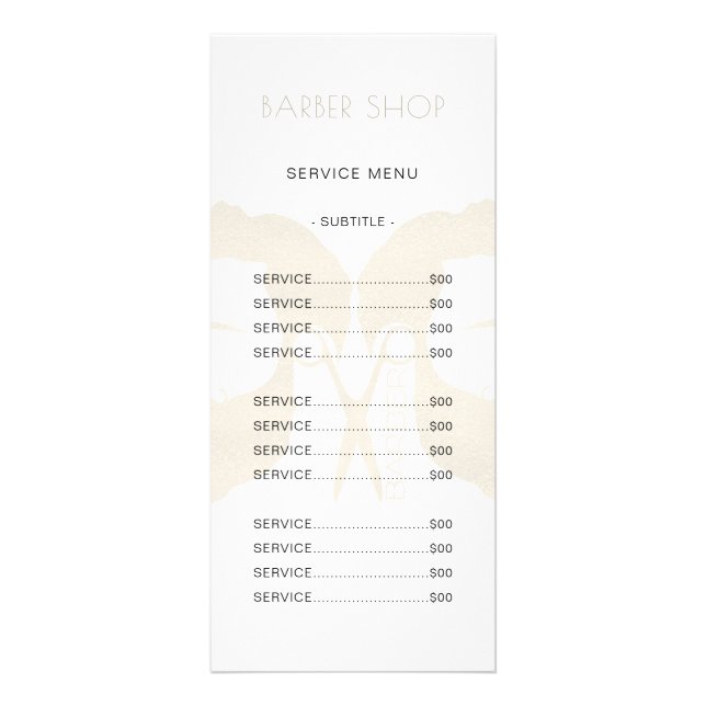 Barber salon simple moderne élégant service menu (Devant)